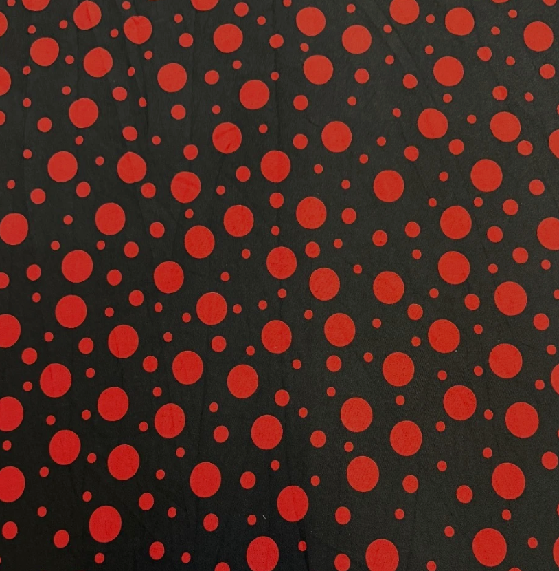 3 Metres Woven Crepe De Chine Fabric (58 Inches) - Black Red Polka Dots