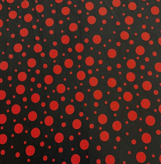 3 Metres Woven Crepe De Chine Fabric (58 Inches) - Black Red Polka Dots