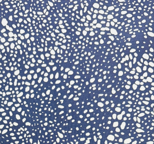 Printed multi colour blue woven crepe de chine fabric