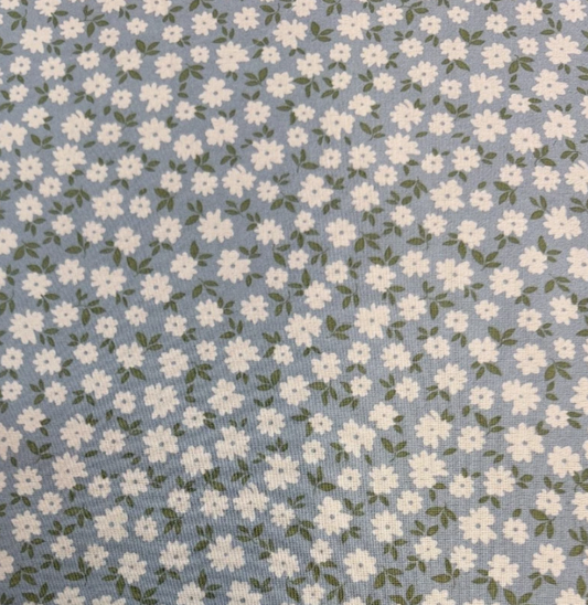 Floral printed multi colour pastel blue woven crepe de chine fabric