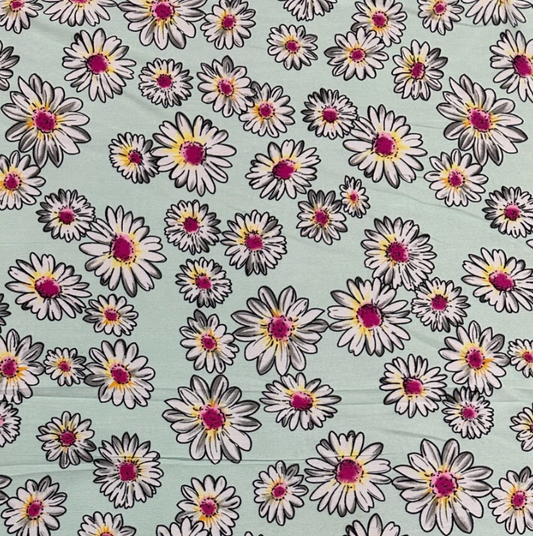 Floral printed multi colour pastel green woven crepe de chine fabric
