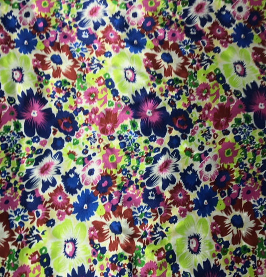 Multi colour floral print satin fabric