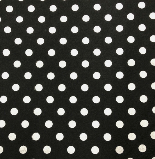 Polka dot 15mm black printed Liverpool textured scuba jersey stretch fabric
